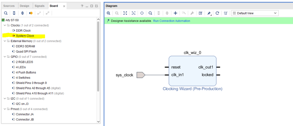 Add the system clock to the block diagram